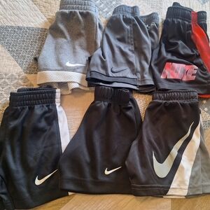Nike Kids Black and Gray Athletic Shorts Bundle with Red Accent